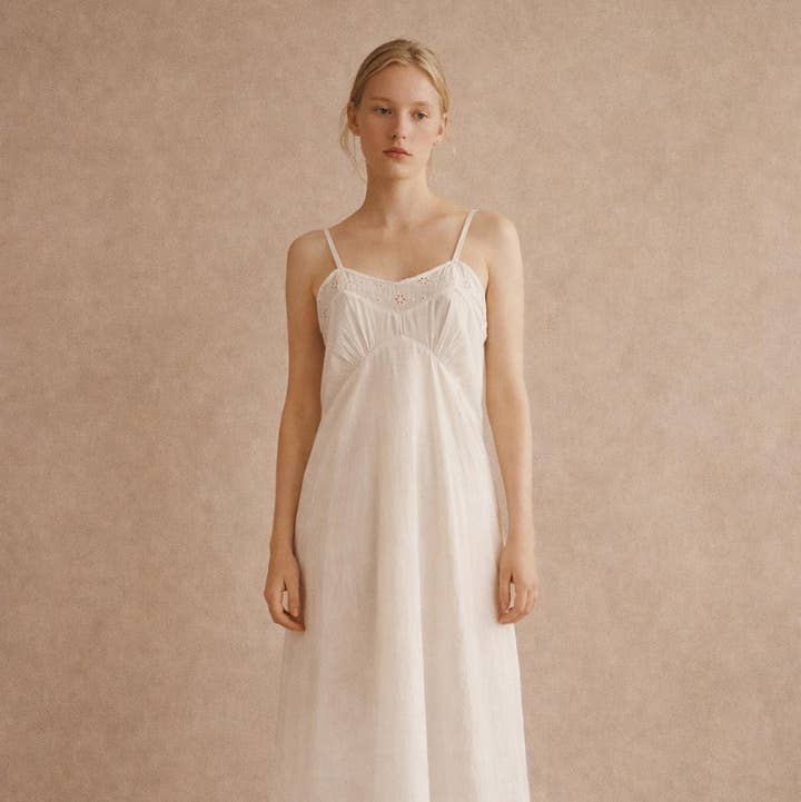 40s Inspired White Cotton Slip - Loumarin Slip for wholesale by Atèlette