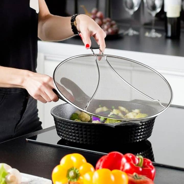 Zulay Kitchen - Wholesale Kitchen Tool/Gadget - Splatter Screen for Frying Pan – 11.5-Inch Black Handle
