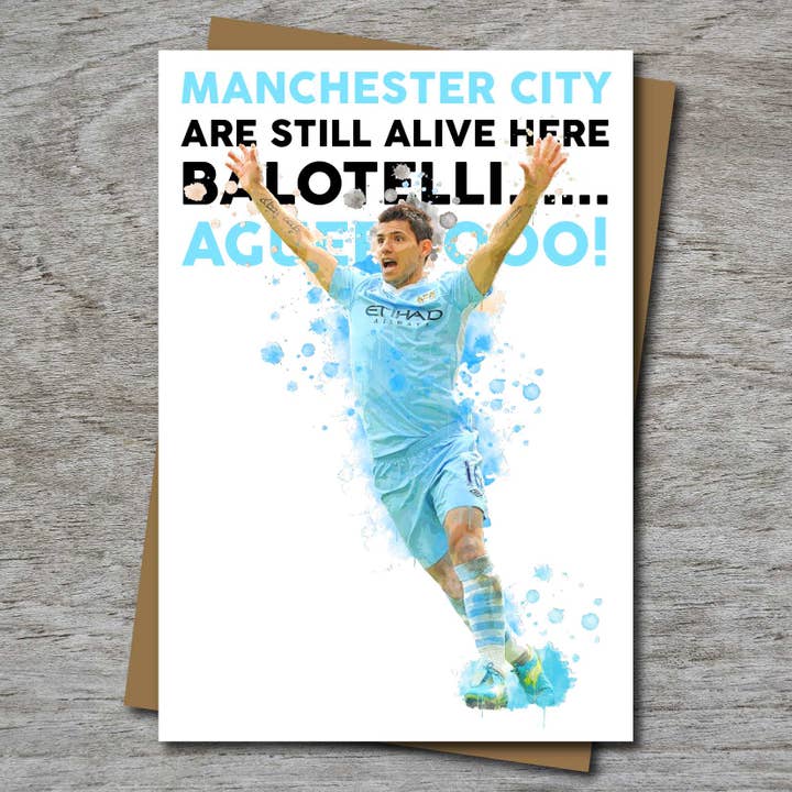 Sergio Aguero inspired Manchester City (Unofficial) Birthday Card for wholesale by Maya Rose Creations
