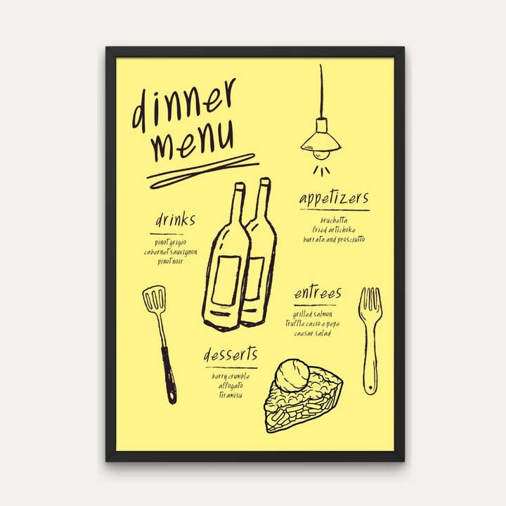 Dining Room Decor - Unframed Kitchen Art Print, Minimalist for wholesale by Littlepapertrailco