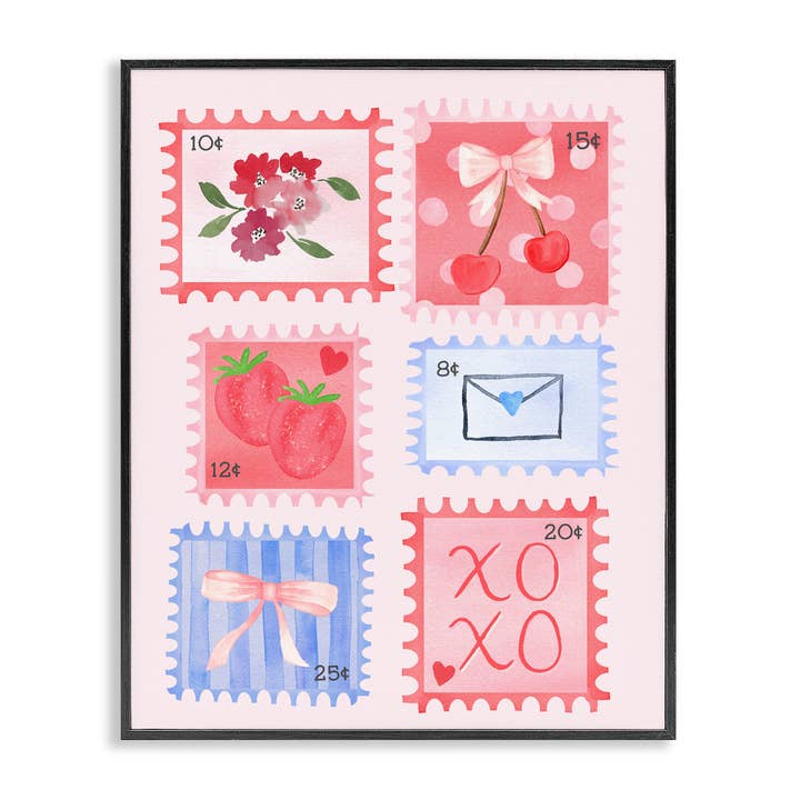 Adorable Stamps Arrangement - Framed Wall Art for wholesale by Stupell Industries