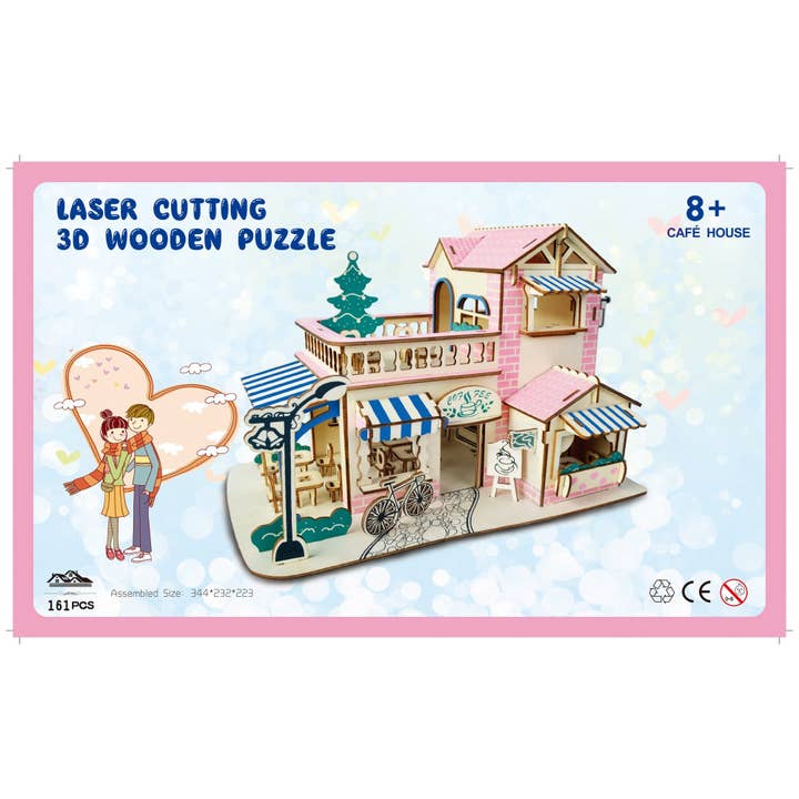 BestPysanky - Wholesale DIY Craft Kit - Coffee Shop Building Model Kit- Wooden Laser-Cut 3D Puzzle