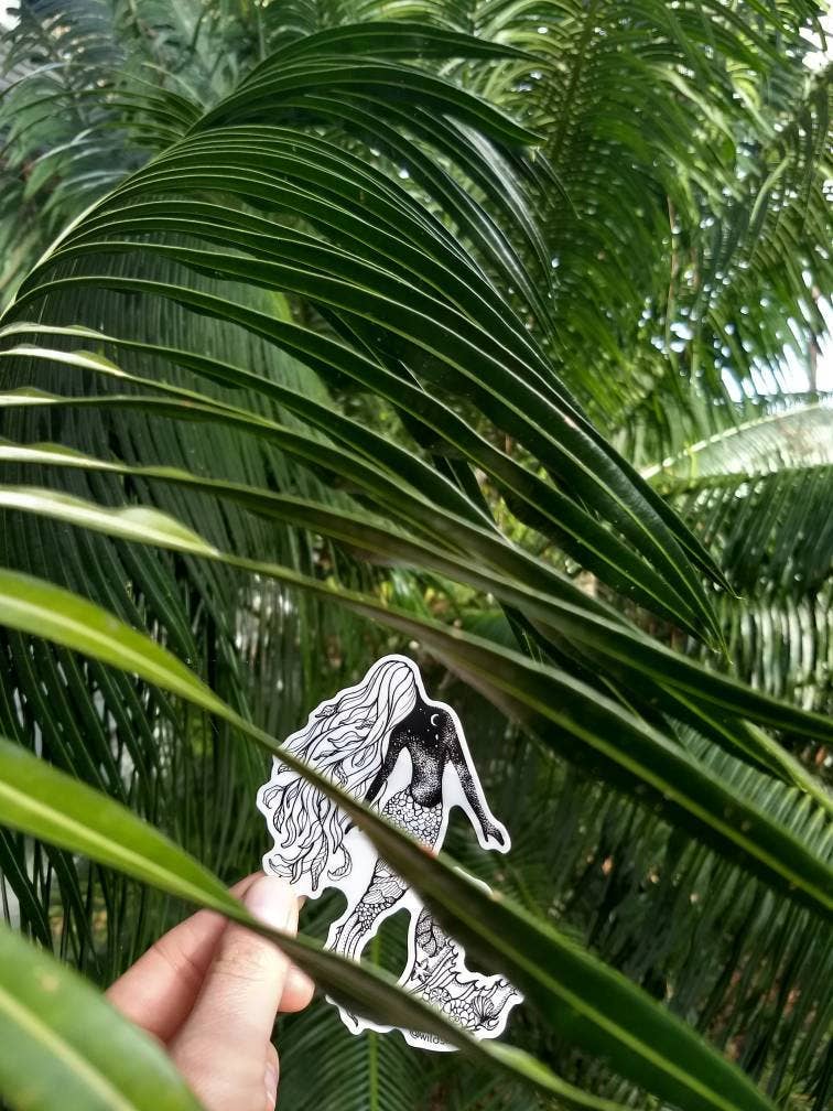 Black and White Mermaid 4” sticker B&W or Colorized for wholesale on Faire1