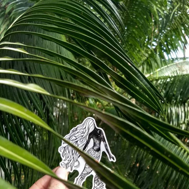 Black and White Mermaid 4” sticker B&W or Colorized for wholesale on Faire1