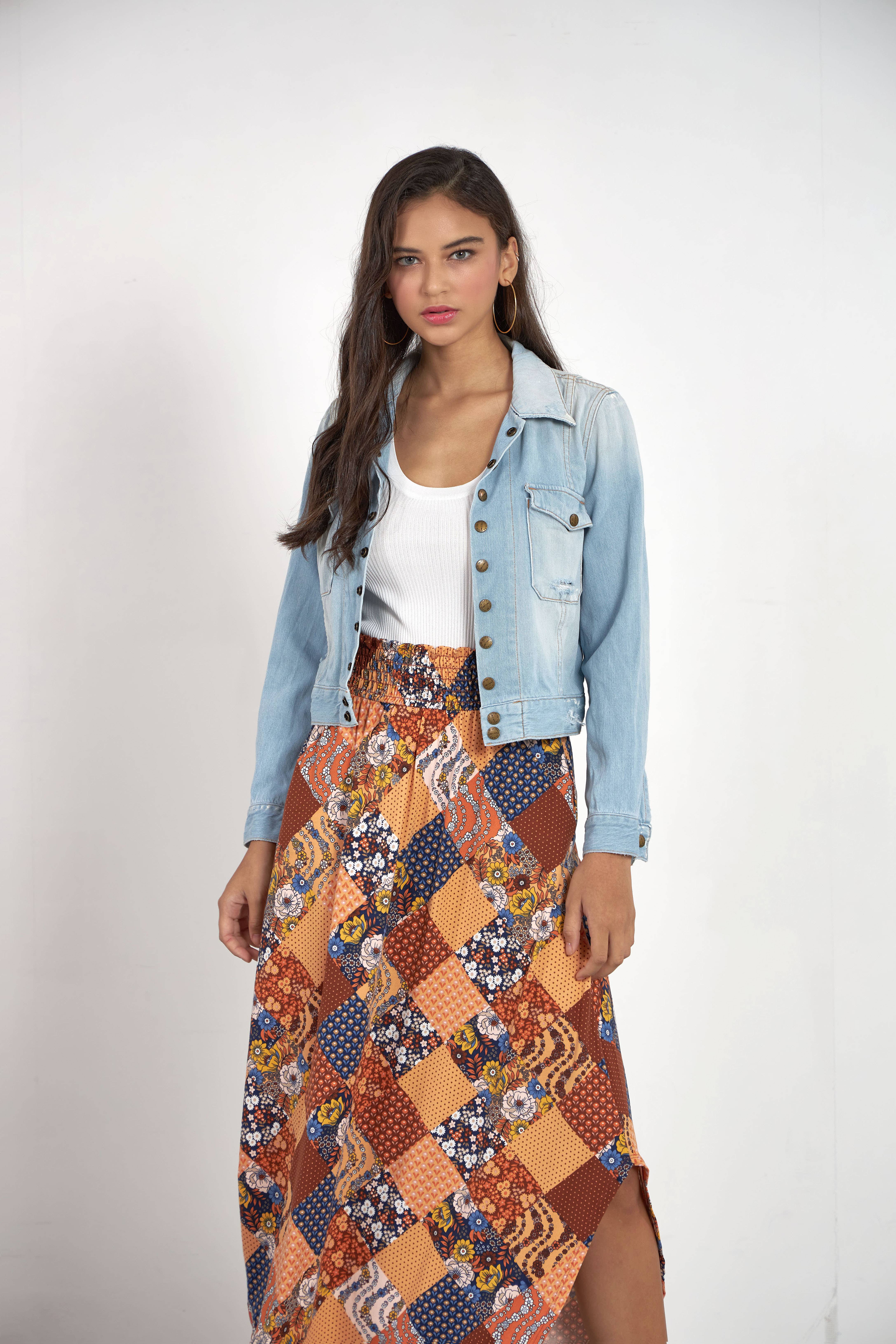 noflik - Venta al por mayor Falda - Mujer - Falda Maxi con Cintura Elástica Fruncida y Dobladillo Curvado -NS1000_22