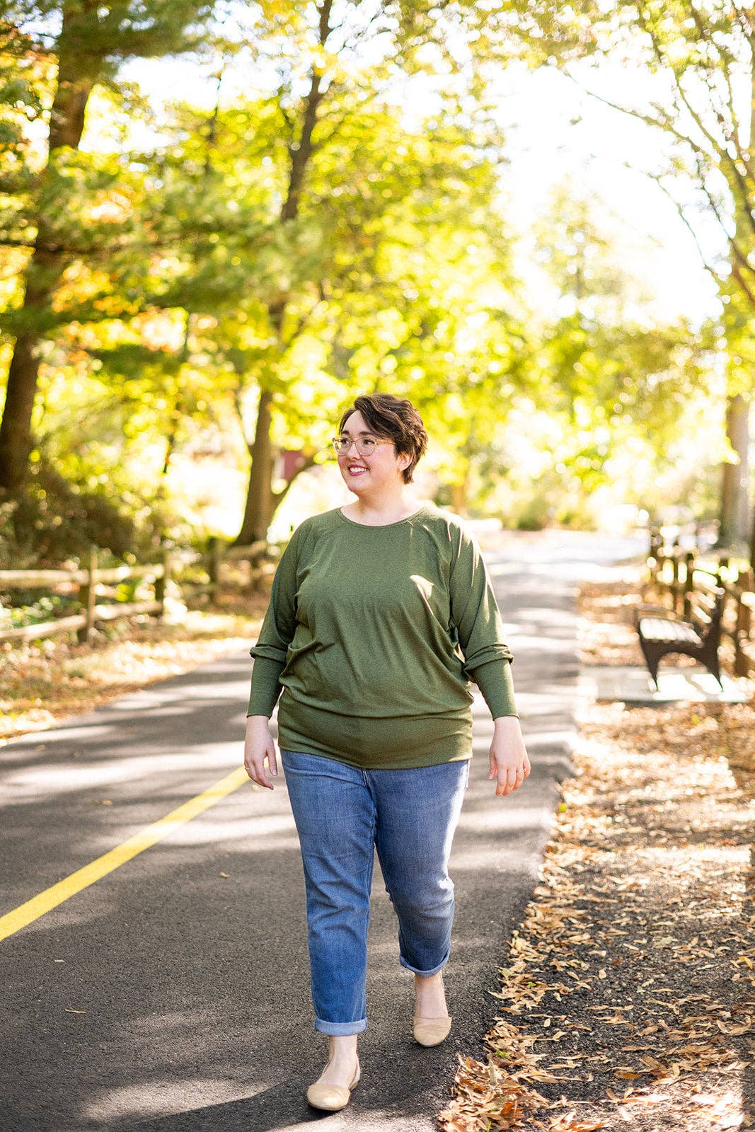 Knieriem Designs - Wholesale Knit Top - Women's - Green Rayon Jersey Long Sleeve Top with Cuffs3