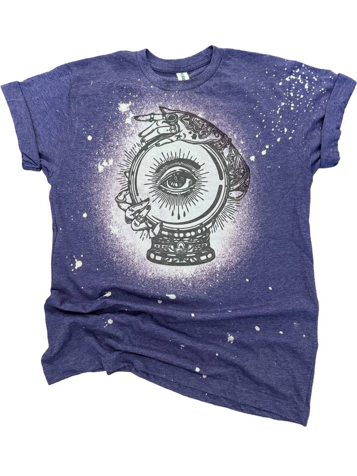 Crystal Ball Halloween Bleached Tee for wholesale by Pick Your Poison Tees LLC (Formerly Wandering Owl Designs)