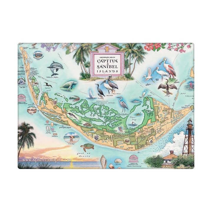 Captiva & Sanibel Islands Map Magnet for wholesale by XPLORER MAPS