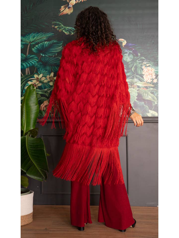 Temple Ro – Großhandel Bademantel – Damen – FRANSENROBE - KARMINROT4