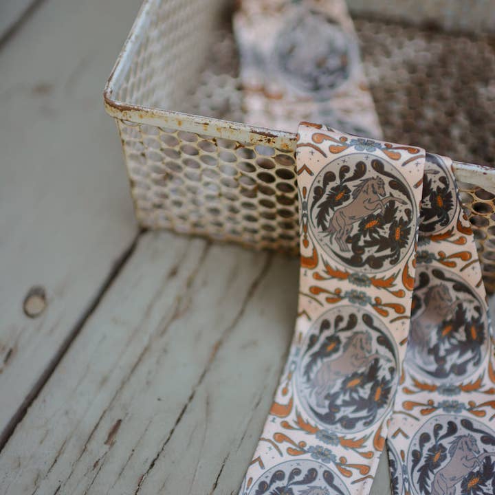 Tirzah Lane Art - Wholesale Scarf - Women's - Bloomin' Bronc Western Cowgirl Silk Twilly Scarf4