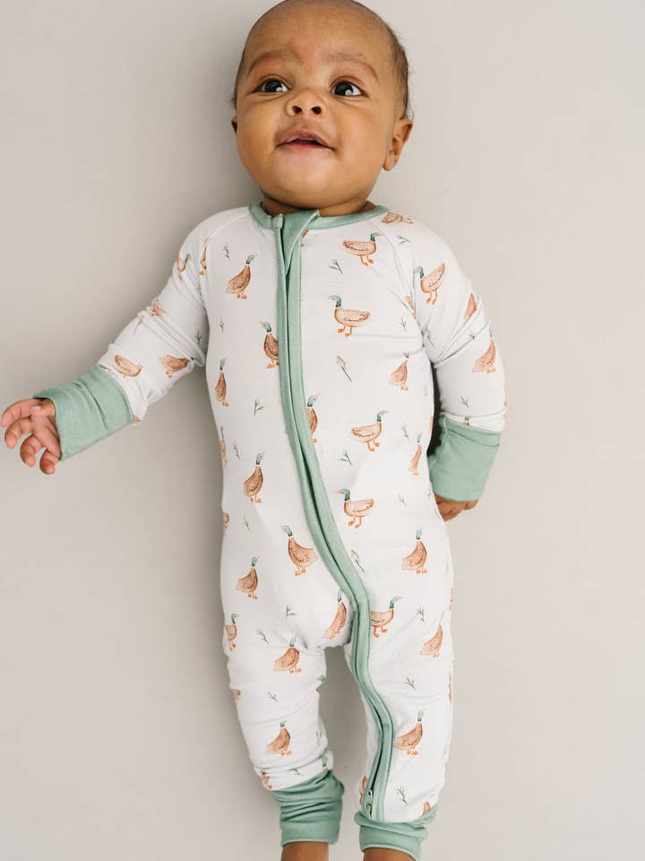 Little One Shop - Wholesale Sleepsuit - Baby - Puddle Ducks Bamboo Sleeper