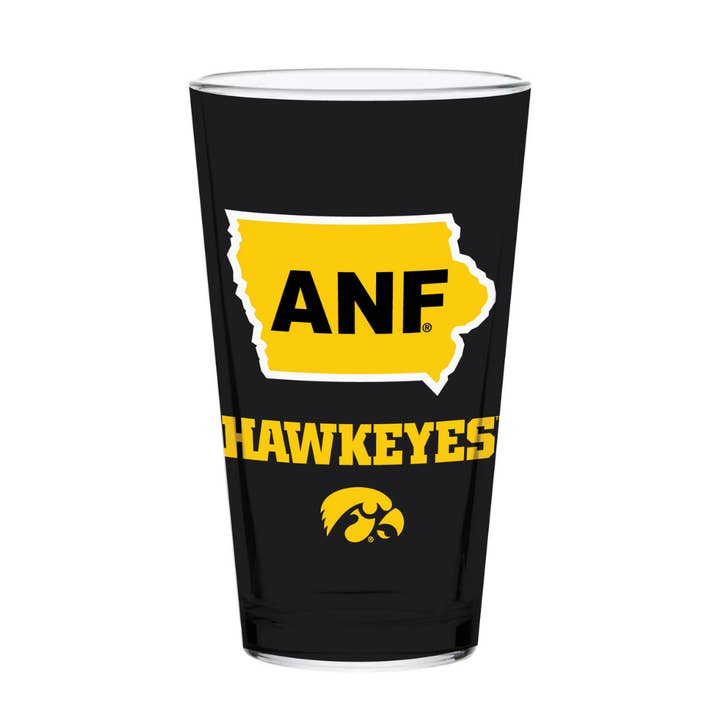 Indigo Falls - Wholesale Beer Glass/Mug - 16oz Iowa Hawkeyes ANF Pint Glass