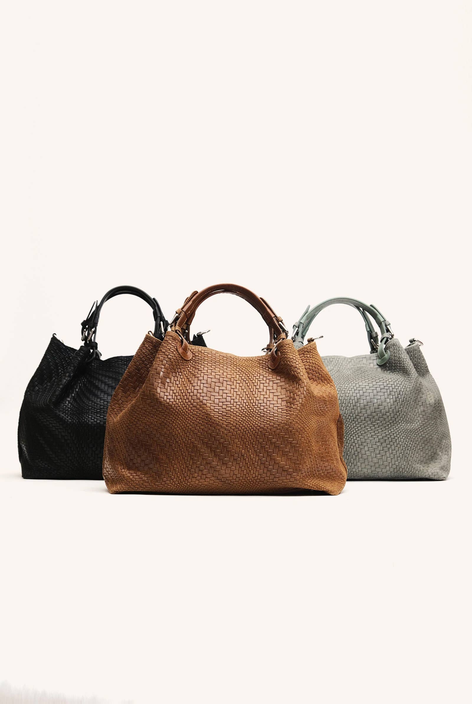 Modesto Bertotto – Mala com alça superior – Mulher por atacado – Bolsa Marta maxi em couro estampado trançado Light Cuoio4