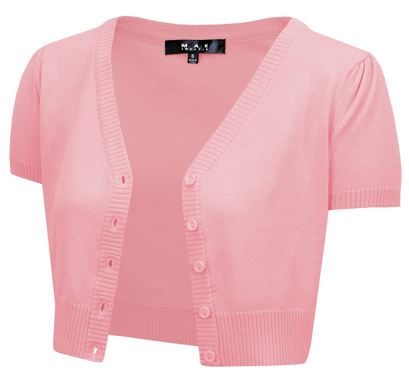 Mak - Vente Cardigan – femme - Cardigan boléro court à manches courtes bouffantes et col en V HB213733