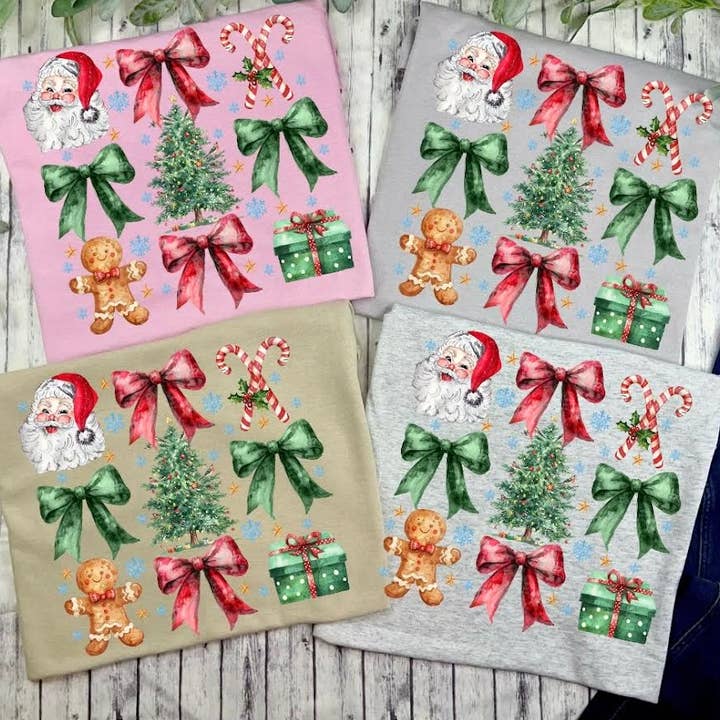 Citrine Daisy - Wholesale Screen Printed T-Shirt - Women's - Christmas Coquette Bows (T-Shirt)