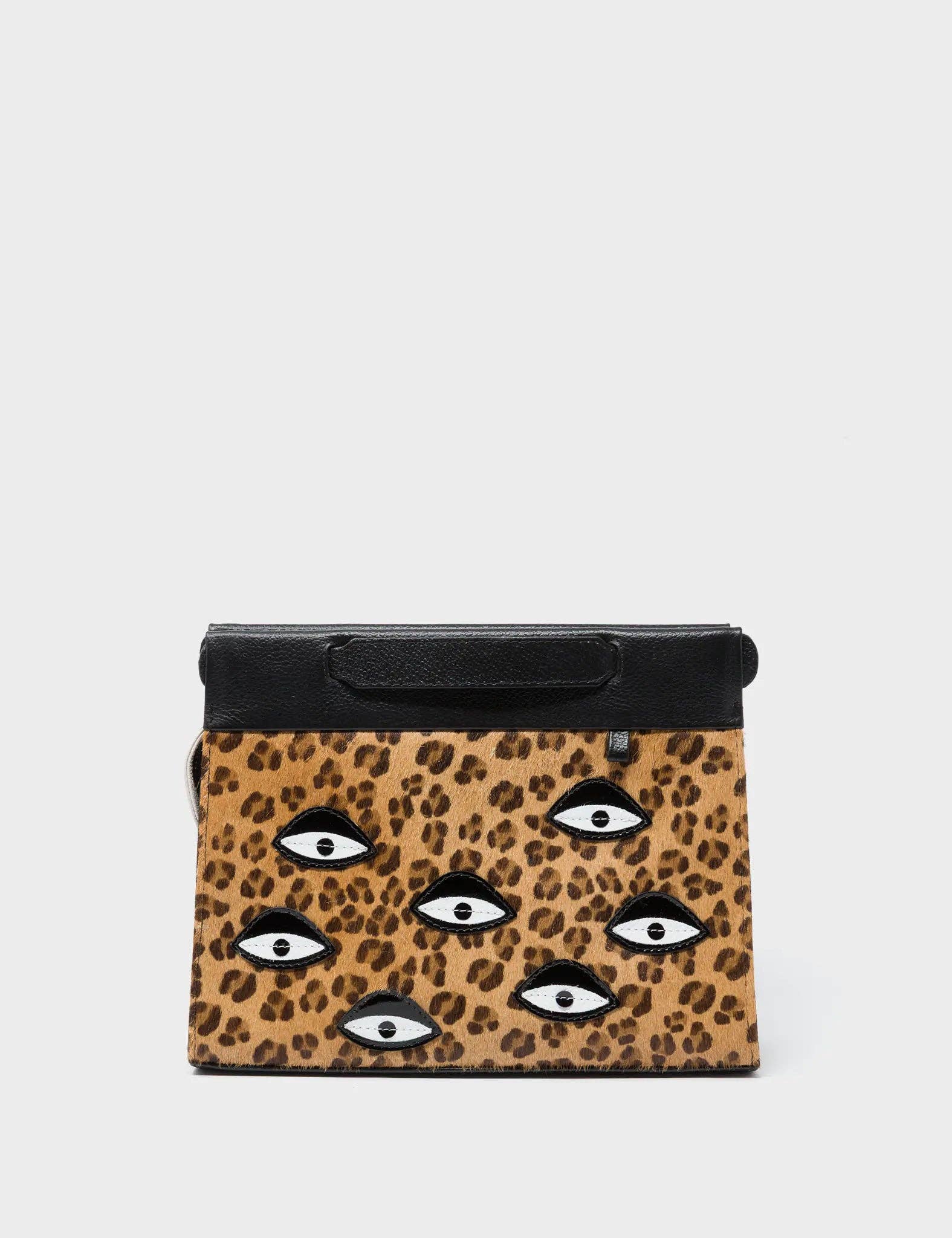 Min & Mon - Venta al por mayor Bandolera - Mujer - Bolso Bandolera Pequeño de Piel con Estampado Animal Vali - Aplique de Ojos Asa Ajustable2