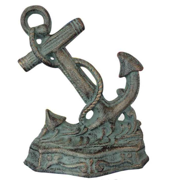 Antikke Seaworn Bronze Støbejern Anker Door Prop 8" for engroshandel hos Hampton Nautical