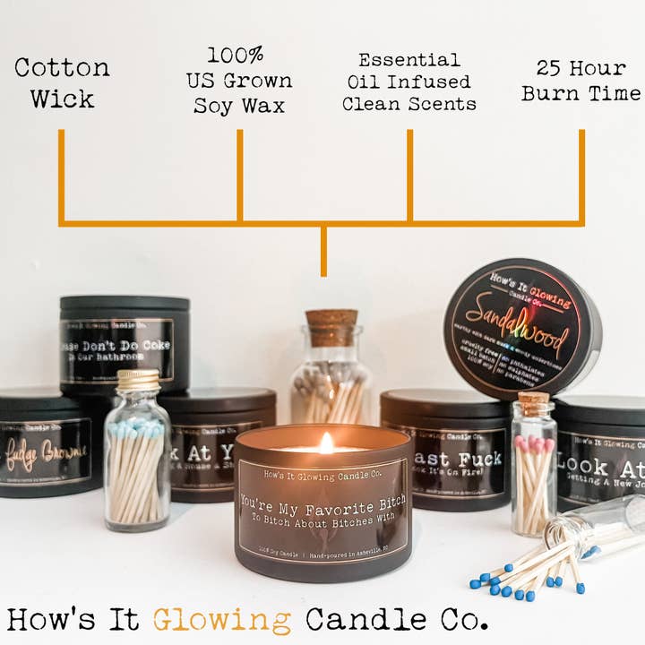 How's It Glowing Candle Co. - Wholesale Travel Candles - Please Don't Do Coke In Our Bathroom | Funny Soy Candle
