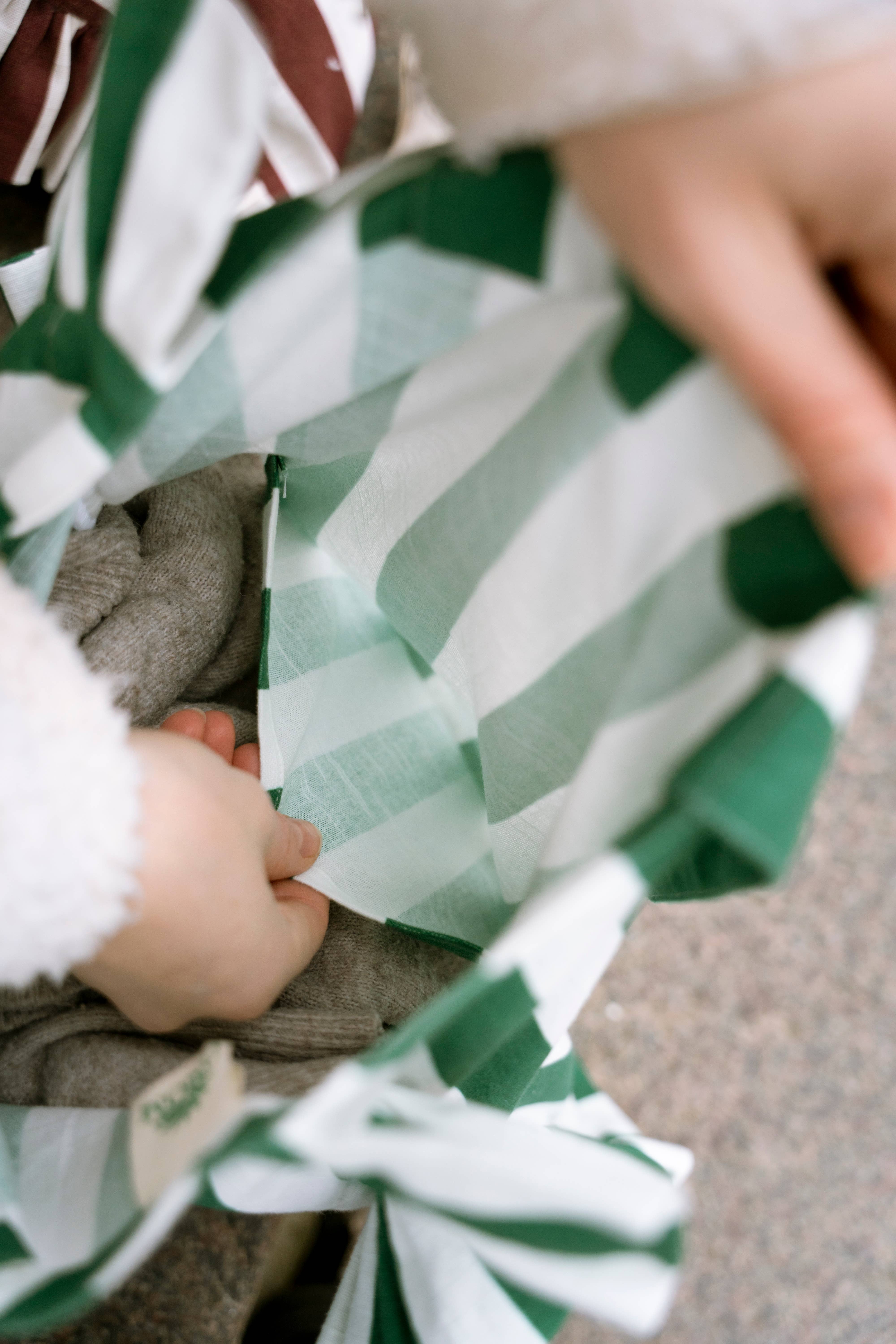 OMOM - Vente Tote bag – femme - Sac tote en chanvre bio OMOM VOLANG à rayures avec volants5