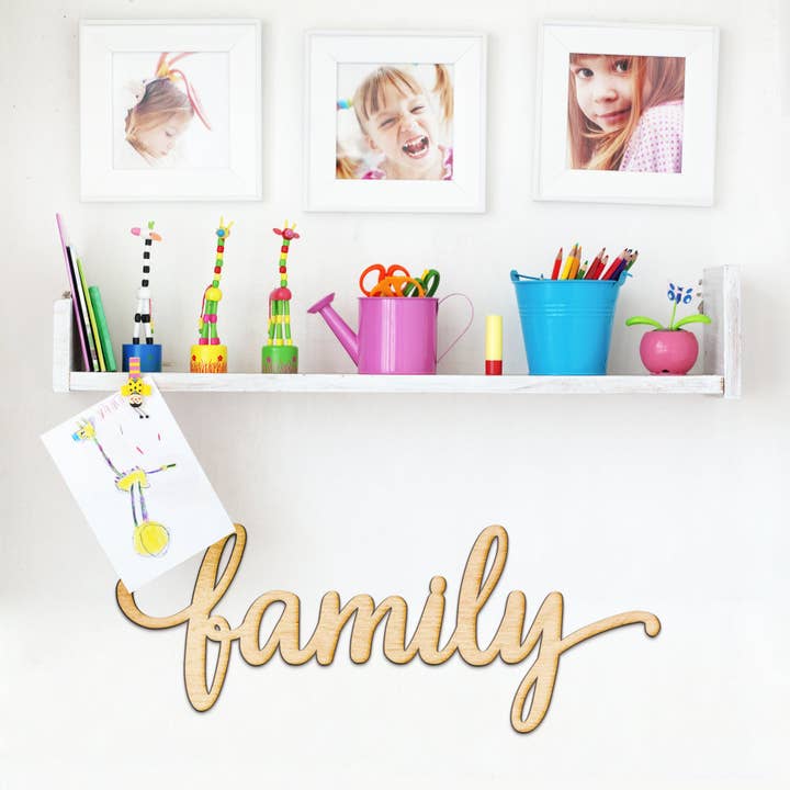family Charlie Script Wood Cutout Sign for wholesale by Woodums