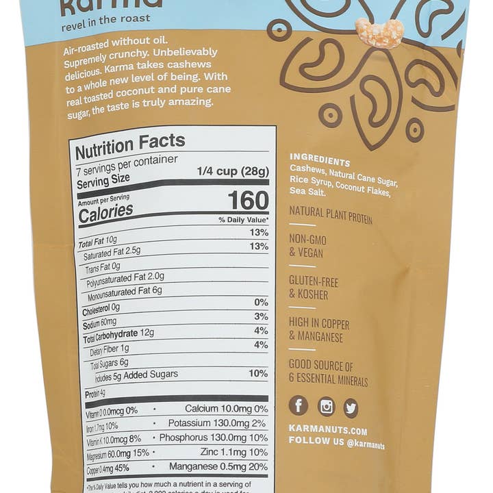 Karma Nuts - Wholesale Nuts - Toasted Coconut Roasted Cashews 7 oz1