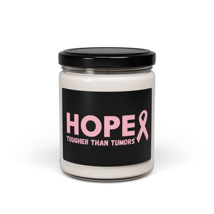 Hope Candle – “Tougher Than Tumors” Pink Ribbon Soy Candle | Breast Cancer Awareness Gift for Survivor, Fighter, or Supporter | Scented or Unscented for wholesale by Buy Martian Merch™