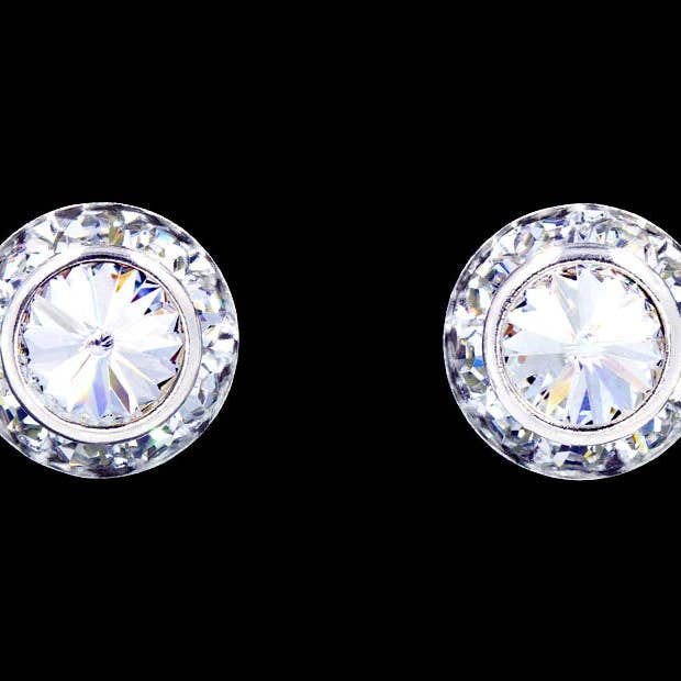 #12535 11mm Rondel mit Rivoli Knopf-Ohrringen für den Großhandel von Bridal Store Jewelry