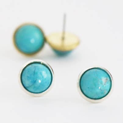 Sterling Silver and Turquoise Gemstone Studs for wholesale by Acute Designs