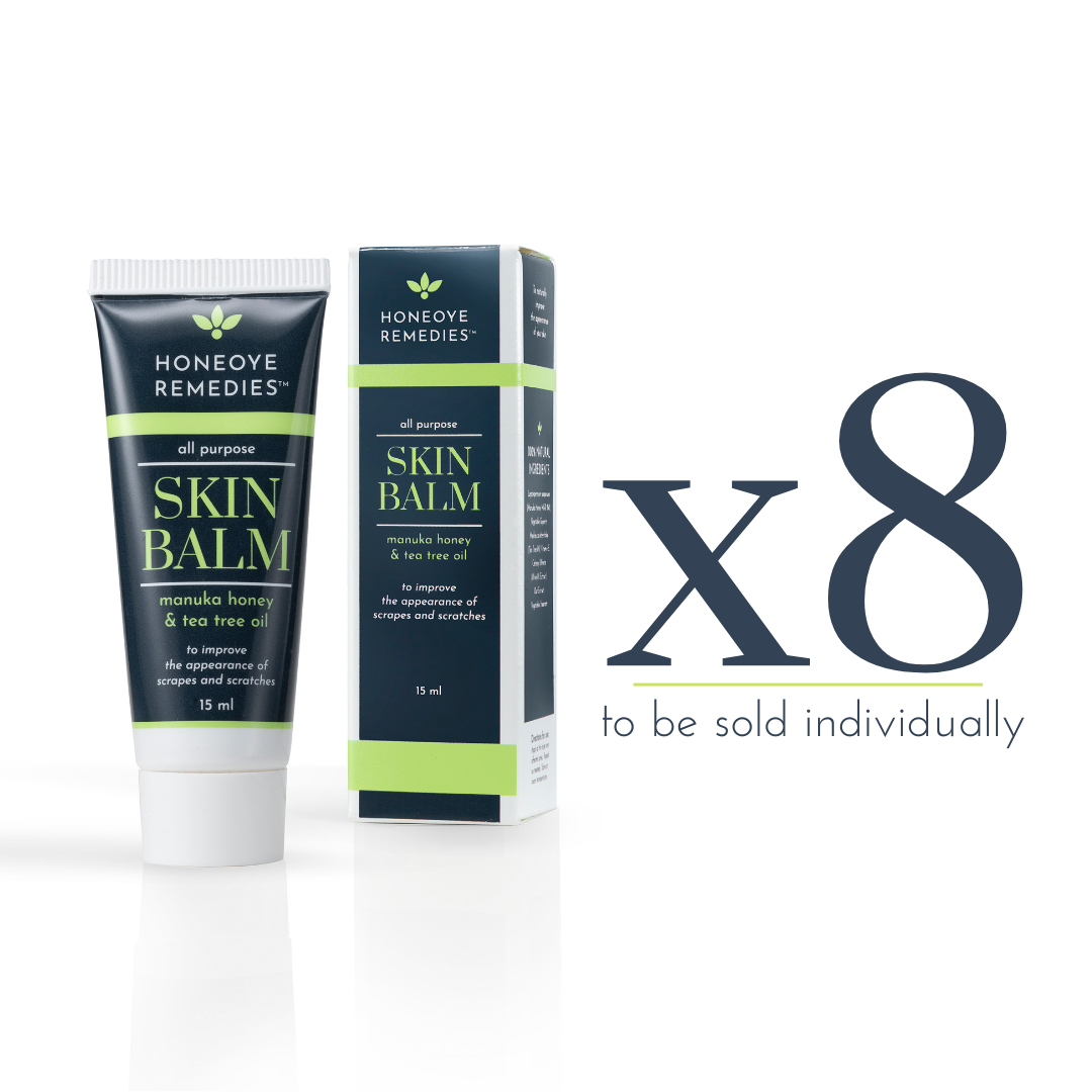 Honeoye Remedies - Wholesale Healing Salve/Balm/Cream - SAVE- (MGO 550+) Skin Balm, 8-pack with PDQ Display (15mL)1