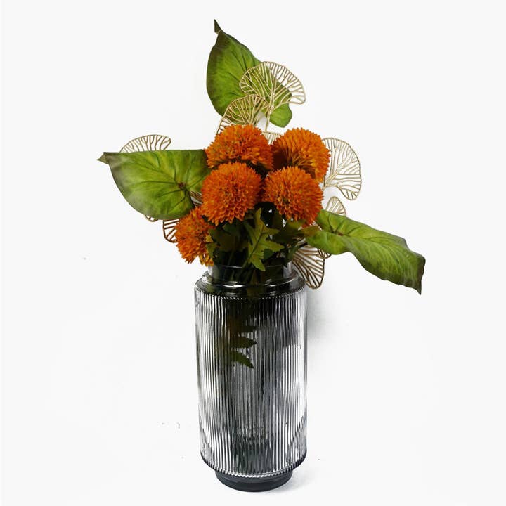 Leaf Design UK LTD - Wholesale Artificial Flowers - Pack 6x 70cm Large Ball Dahlia Artificial Flower Stem Yellow