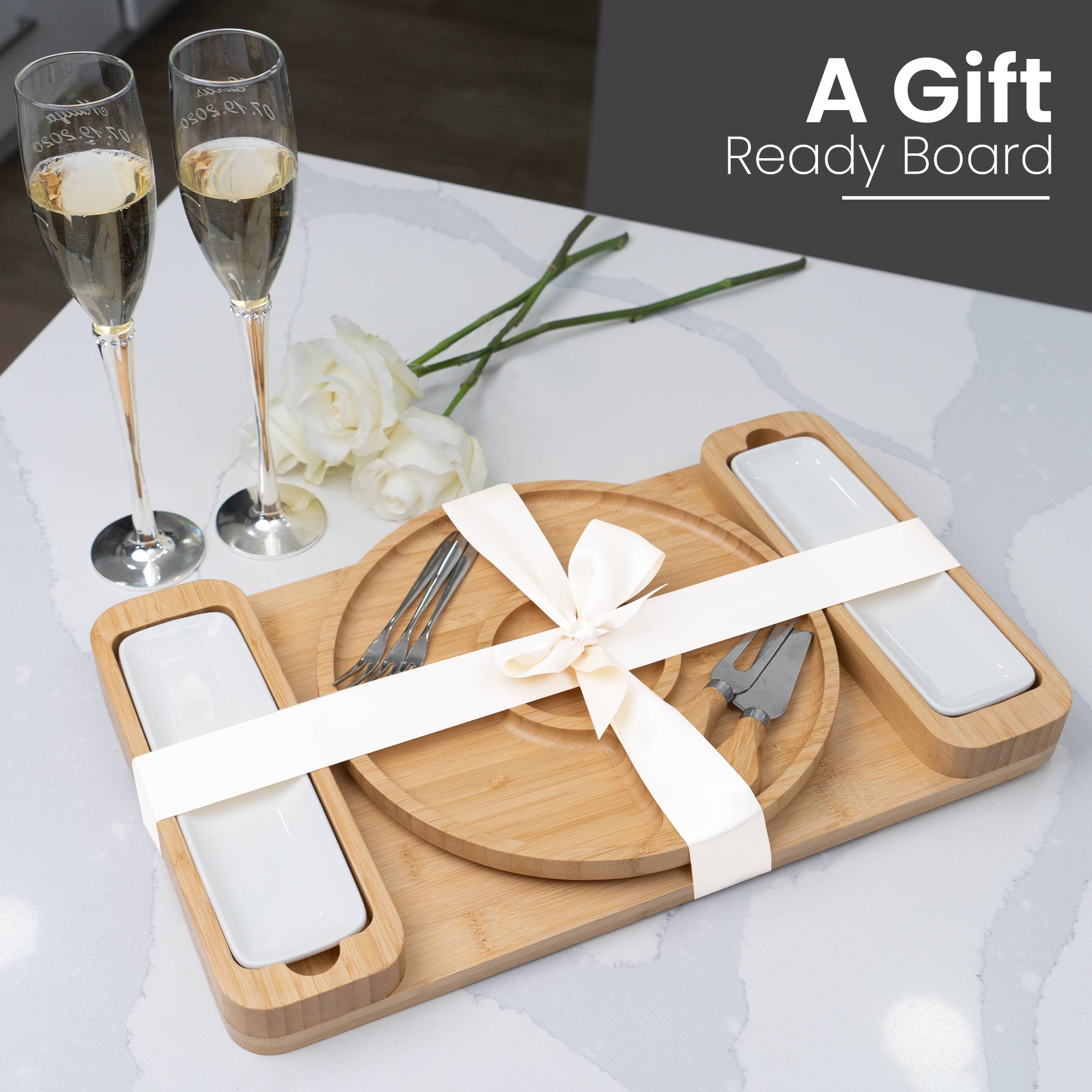 Bambusi - Wholesale Cheese Board - Charcuterie Board Gift Set - Cheese Board & Serving Tray8