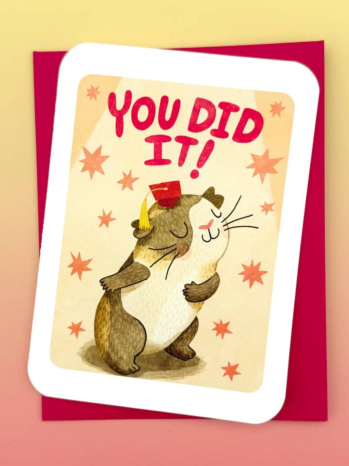 You Did it! - Guinea Pig Graduation Congrats Empowerment Card for wholesale by My Zoetrope