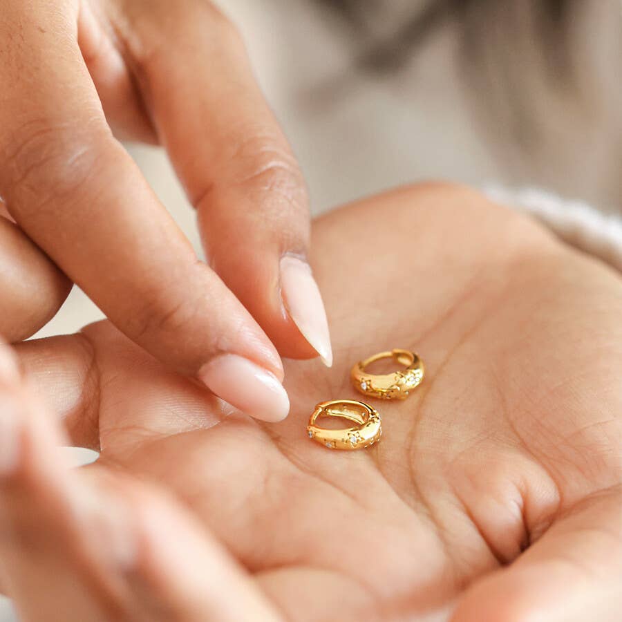 Lisa Angel - Wholesale Huggie Earrings - Crystal Daisy Star Dome Huggie Hoop Earrings3