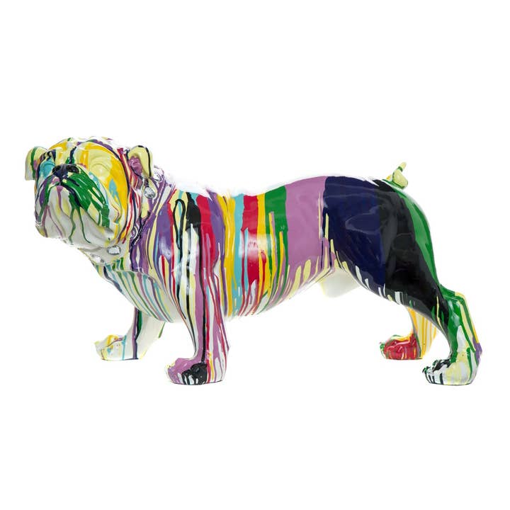 Interior Illusions Plus - Wholesale Sculpture - Painted Realistic Size Graffiti Bulldog Sculpture - 30" long