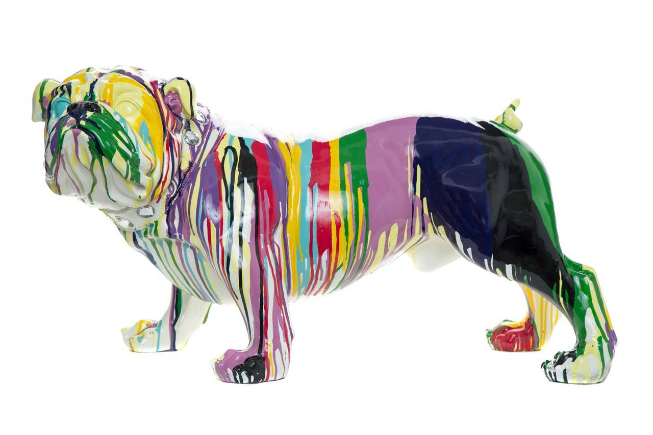 Interior Illusions Plus – Engroshandel Skulptur – Malet realistisk størrelse Graffiti Bulldog Skulptur - 30 „lang