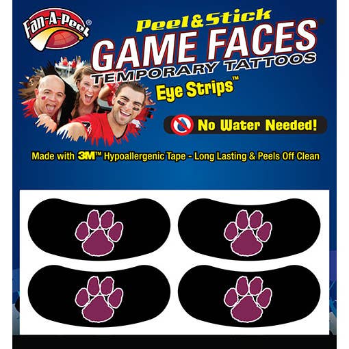 Tiger Paw Game Faces®, 2 paia di strisce per occhi, peeling & stick, colore: bordeaux per la vendita all'ingrosso da parte di Fanapeel / Gamefaces