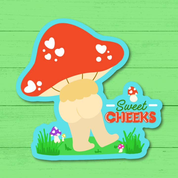 Zoete Wangen Paddenstoelenman Vinyl Sticker voor wholesale door The Frog Shop