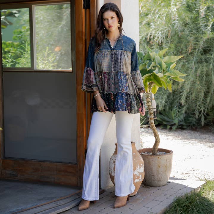 Young Threads - Wholesale Tunic - Women's - Artistic Fusion: Overdyed Jhabla Top With Emb Also in PLUS25