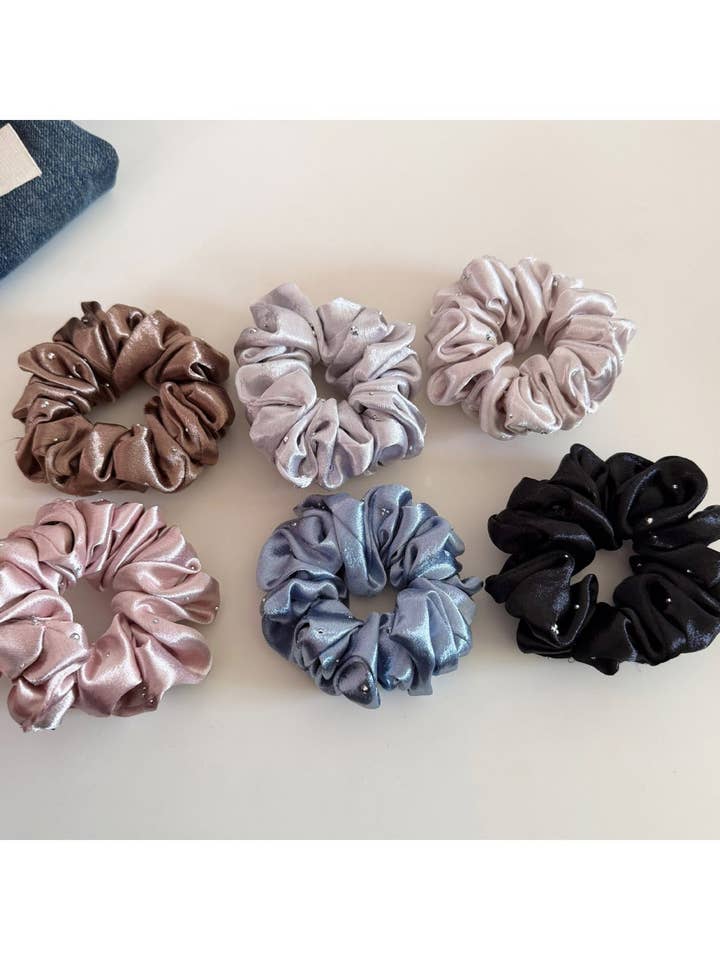 Gifty - Elegant Satin Rhinestone Scrunchies for wholesale by WEST AUSSIE SUPPLIES