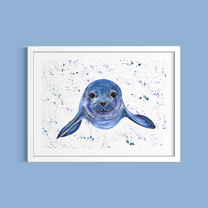 Sea Lion Art Print - Vibrant Animal Poster, Ocean Life for wholesale by Emma LC Art