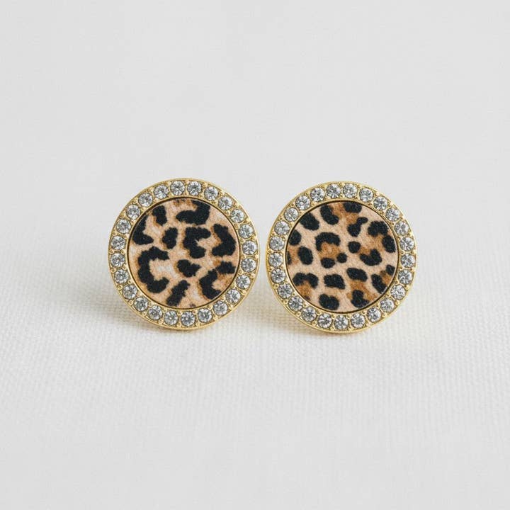 Ellemadera - Wholesale Stud/Post Earrings - Artistic Geometric Leopard Print Drop Earrings