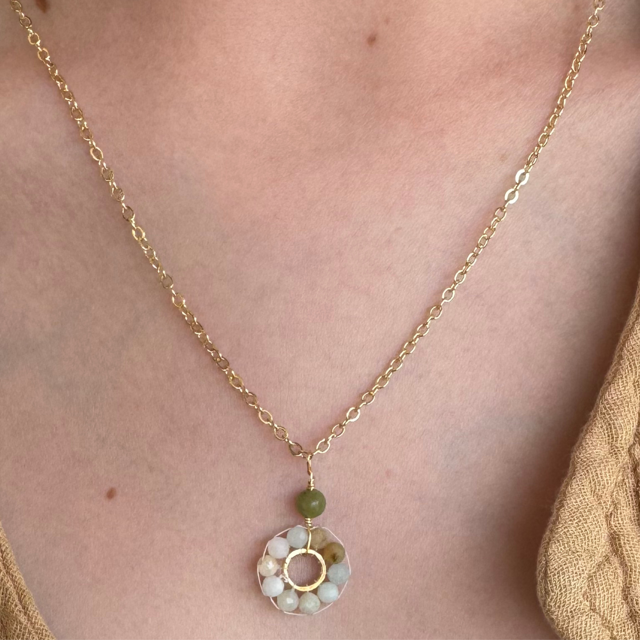 Silver Sparrow Jewelry - Wholesale Pendant/Charm Necklace - Gold Necklace- Amazonite Sacred Circle2