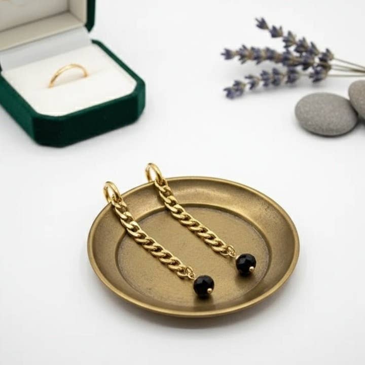 OE! - Wholesale Dangle Earrings - BLACK CRYSTAL - orecchini a cerchio con catena e cristallo1