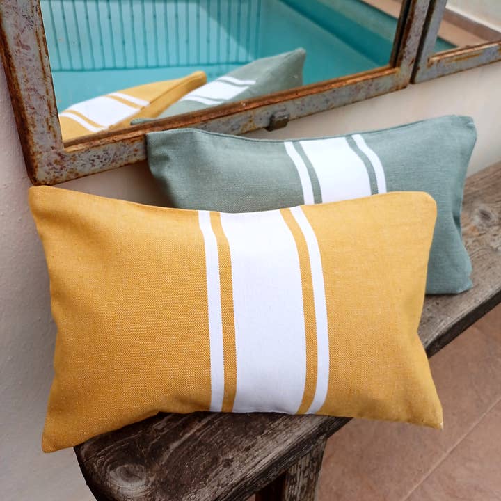 KASALUZ - Wholesale Beach Accessories - Inflatable beach cushion Auténtica Sage green 100% cotton
