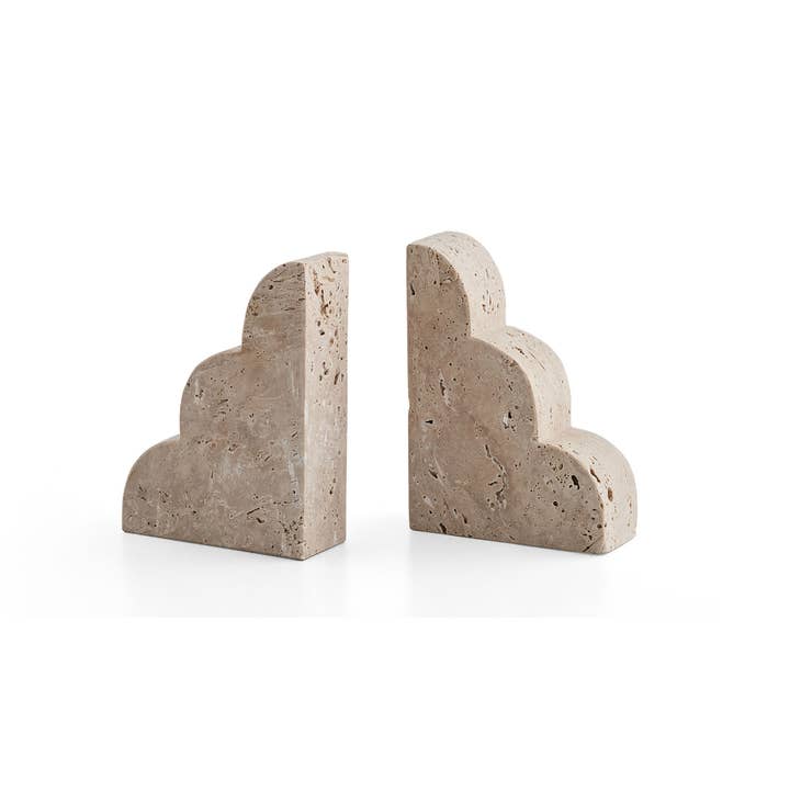 HAAND Craft - Wholesale Bookend - BOOKEND TRAVERTINE, NATURAL - Marble Book Holder, Home Gift2