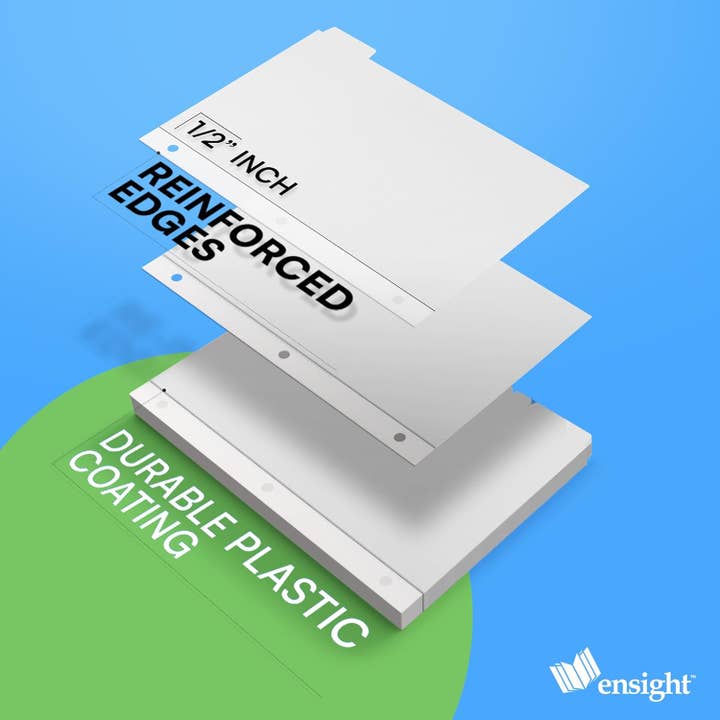 Ensight - Wholesale Binder - 3 Ring Page Dividers Bulk, 1/8 Cut Tab Dividers, 96 Per Box - Divider Pages with Tabs, Decorative Printable Rewritable Divider Tabs, Exhibit Tab Dividers for 3 Ring Binders Bulk - Ensight4