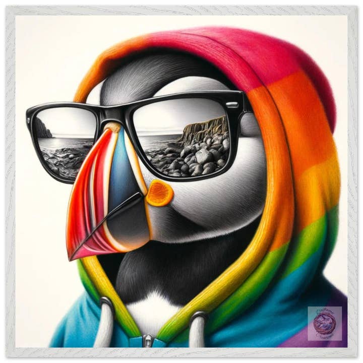 Prismatic Vision Puffin for wholesale by Driftwood Creations