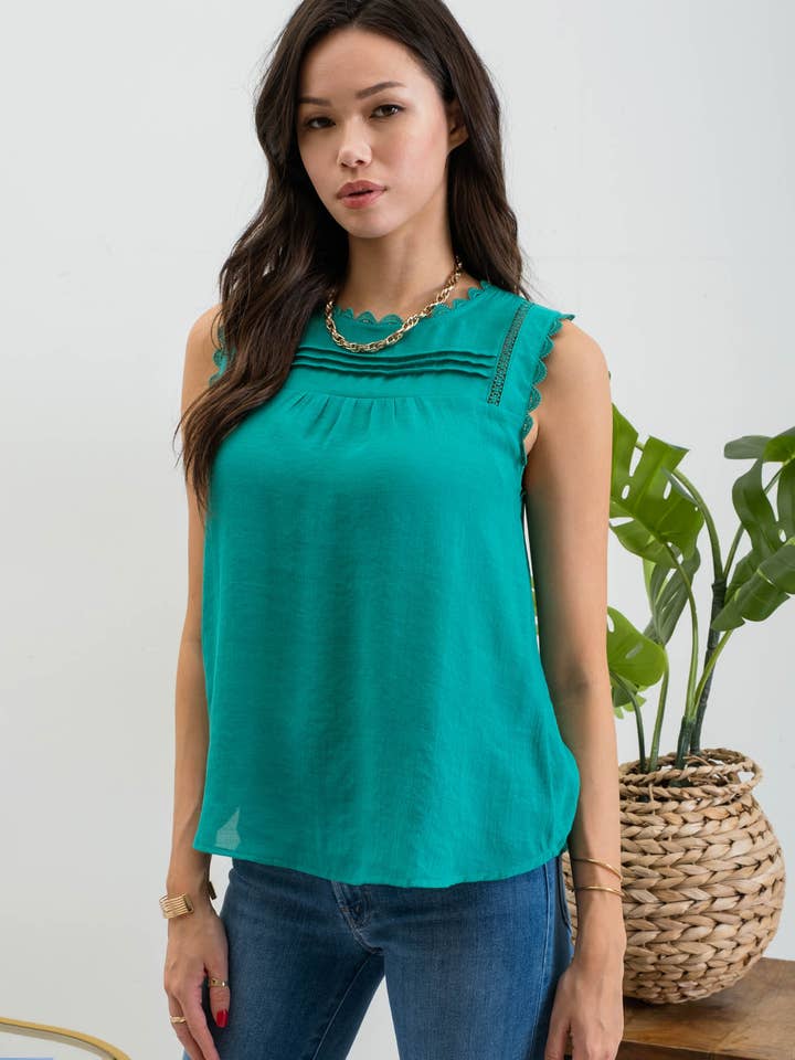 Blu Pepper - Wholesale Blouse - Women's - SLEEVELESS LACE EDGE WOVEN TOP12