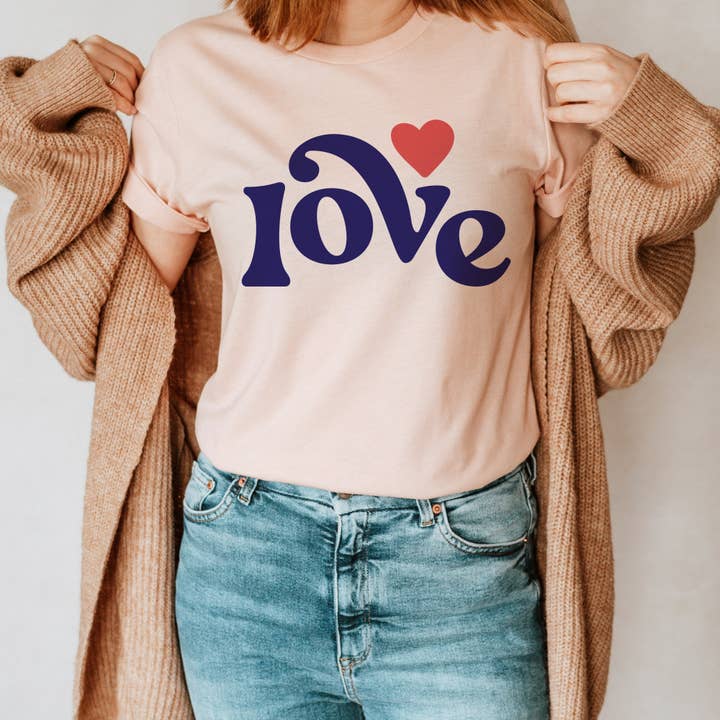 Valentine day vintage love retro heart graphic tee for wholesale by Par.tees by Party On!