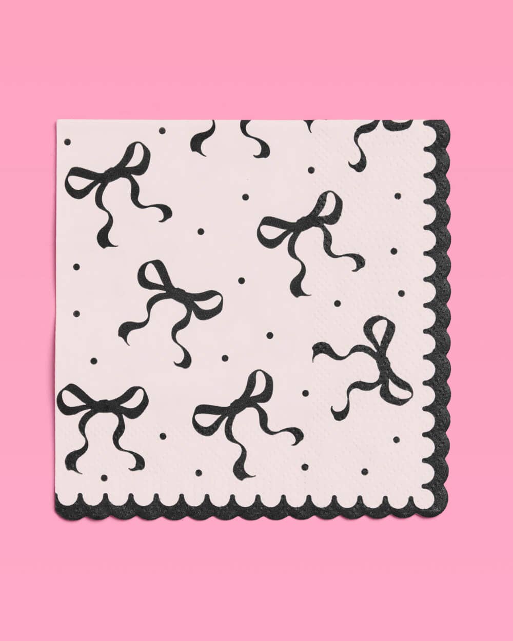 xo, Fetti - Wholesale Disposable Napkin - White Black Bow Cocktail Napkins | 24 Pack 3-Ply3